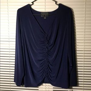 Navy Ruffle Blouse